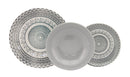 Servizio Piatti 18 Pezzi in Porcellana con Decori Collection Vietri Grigio