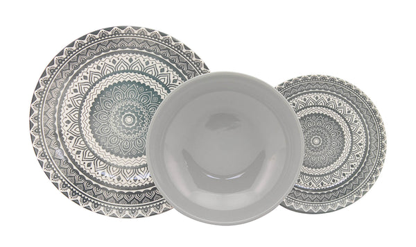 Service de table 18 pièces en porcelaine avec décorations grises de la collection Vietri prezzo