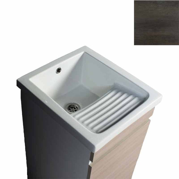 Mobile Lavatoio in Ceramica 1 Anta e Strofinatoio Integrato 45x50x86A cm Olmo Scuro prezzo