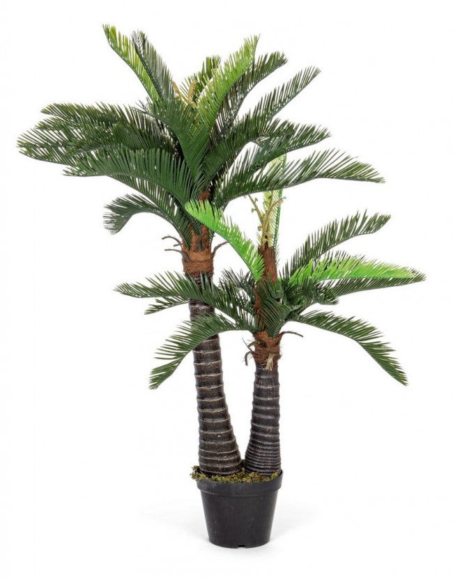 Set 2 Piante Artificiali Palma altezza 150 cm in Plastica con Vasi Verde