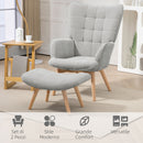 Poltrona da Salotto con Pouf Poggiapiedi 72x80x101 cm in Velluto a Costine Grigio  