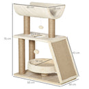 Albero Tiragraffi 60x30x76 cm con Cucce e Pannello in Sisal Marrone Chiaro   
