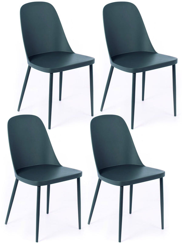 Set 4 Sedie 46x55xH80 cm in Polipropilene Tamara Grigio Scuro sconto