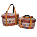 Set 2 Scatole in Similpelle con manici rosso ovale 