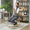 Sedia Ergonomica con Inginocchiatoio 50x73x55 cm Movimento a Dondolo in Legno di Betulla Grigio 