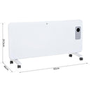 Termoconvettore Elettrico da Parete o Free Standing 2000W Bianco 