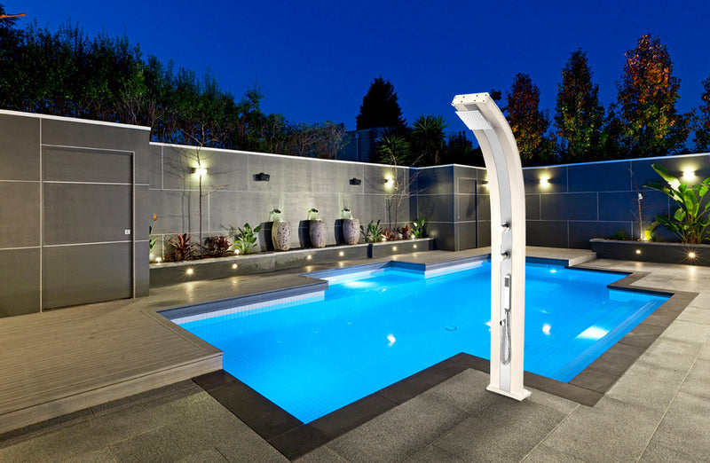 Doccia da Esterno Giardino Miscelatore e Doccetta Mobile Arkema Dada Fascia Inox Bianco Crema