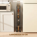Carrello Cucina 47x13x96,5 cm con 4 Ruote Piano Effetto Legno e Struttura in Metallo Nero      