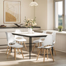 Set 2 Sedie da Pranzo in Stile Nordico con Schienale Curvato in Plastica e Legno Bianco 
