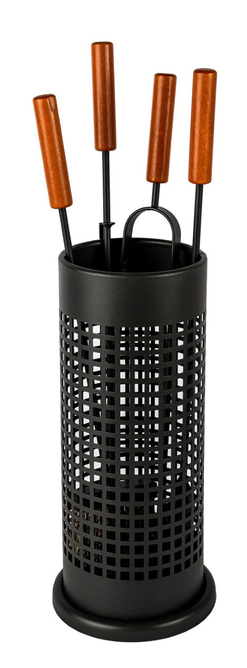 acquista Set Camino 4 Pezzi H58 in Ferro Verniciato Grigio Martellato