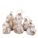 Set 6 Statuine Natalizie Natività 40 cm in Tessuto e Resina Cipria