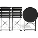Set 3 Pezzi Giardino Tavolo da Bistrot Pieghevole 52x45x59,5 cm e 2 Sedie Parigi in Acciaio Nero      