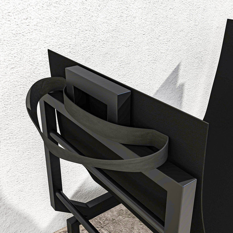 Porta Legna da Interno Esterno in Metallo con Borsa Oxford 53x33x43 cm Nero      