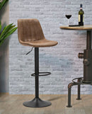 Sgabello Berlin 43x43x90-112 Altezza Seduta 60-84 cm in Ferro e Spugna e PU Marrone e Grigio