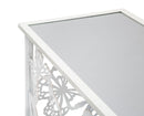 Console Bianco Butterfly 121,5x41x81 cm in Ferro MDF e Specchio Bianco e Oro