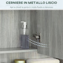 Armadietto a Specchio per Bagno con Ripiani Regolabili 3 Porte e Mensola 90x15x75 cm Grigio   