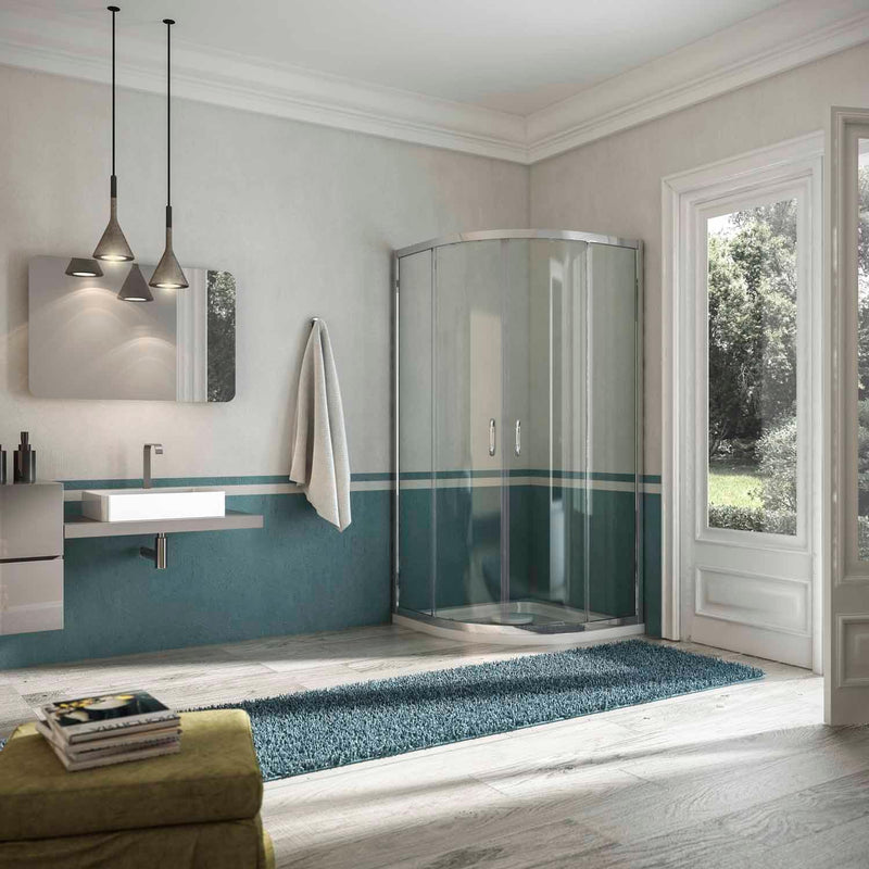 Box Doccia Semicircolare 2 Ante Scorrevoli In Cristallo Opaco 6mm H185 Fosterberg Vejle Varie Misure