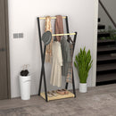 Appendiabiti da Terra con 2 Barre e Ripiano Inferiore Design Moderno 61x45x152 cm in Legno 