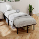 Rete Fissa Letto Singolo 190x90x31 cm a 28 Doghe con Spazio Sottostante in Legno e Acciaio Nero e Legno      