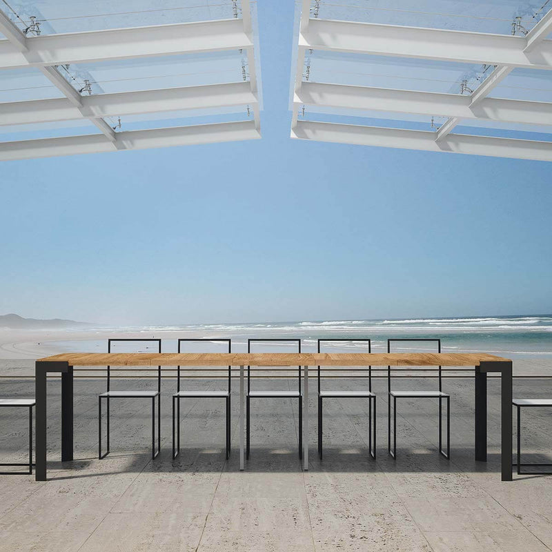 Consolle Allungabile da Esterno in Legno e Ferro H77x40x90/300cm Itamoby Azalea Abete Tinto Classica