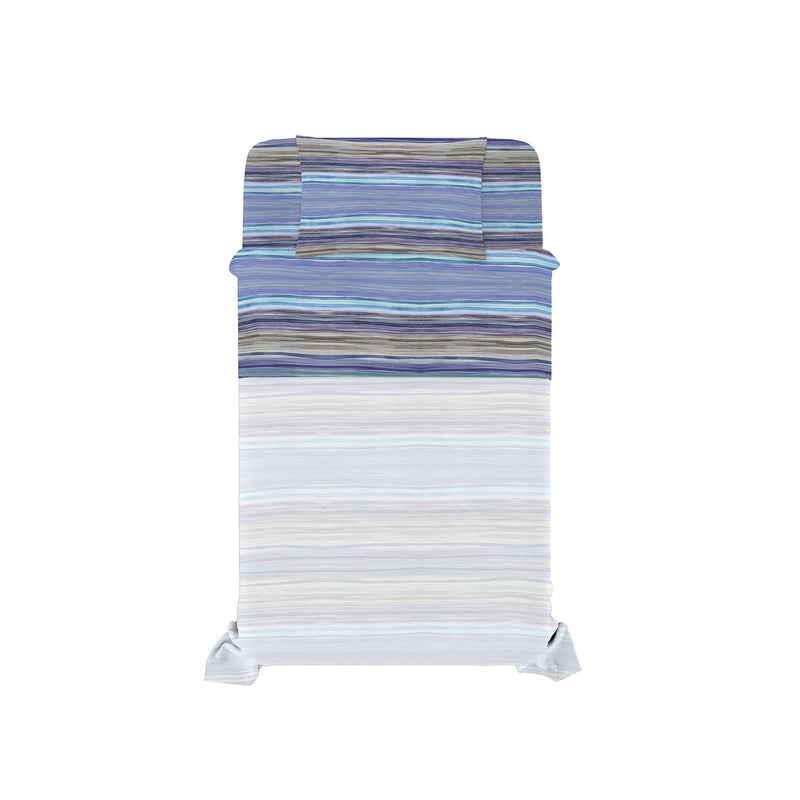Set Lenzuola Singolo con Stampa Sopra Sotto e Federa Linea River Rio Blue 