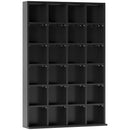 Mobile Porta CD 89x20x130.5 cm con Ripiani Regolabili per 456 CD o 336 DVD 24 Scomparti Nero      