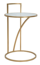 Tavolinetto Glam Sofy Ø38x61 cm in Ferro MDF e Vetro Oro e Multicolor