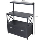 Mobile Multiuso per Stampante 3 Ripiani e 1 Cassetto 80x40x110 cm in MDF Nero