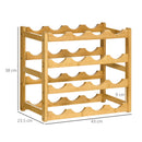 Cantinetta Portabottiglie 16 Bottiglie 43x23,5x38 cm in Legno di Bambù