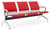 Banc de Bureau pour Salle d'Attente 3 Places avec Coussin en Acier et Simili Cuir Argenté/Rouge
