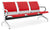 Banc de Bureau pour Salle d'Attente 3 Places avec Coussin en Acier et Simili Cuir Argenté/Rouge