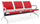 Banc de Bureau pour Salle d'Attente 3 Places avec Coussin en Acier et Simili Cuir Argenté/Rouge
