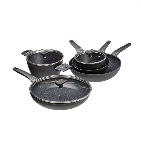 Batteria di Pentole 8 Pezzi Antiaderente Induzione in Alluminio Effetto Pietra Moneta Yes (Zeus 2.0) online