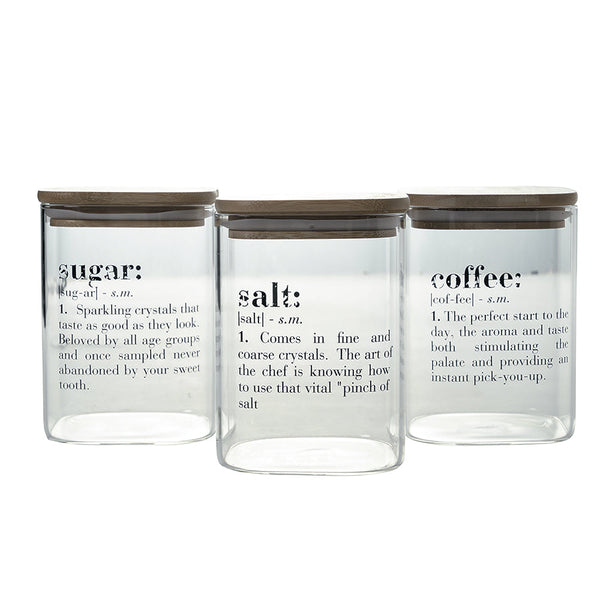 acquista Set de 3 Pots à Sel, Sucre et Café 1 Litre en Verre Transparent Anglais VdE Tivoli 1996