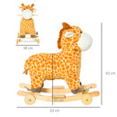 Cavallo a Dondolo per Bambini in Legno e Peluche Giraffa Giallo