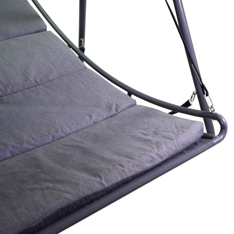 Dondolo Letto da Giardino 216,5x200x182 cm in Metallo Indiana Grigio