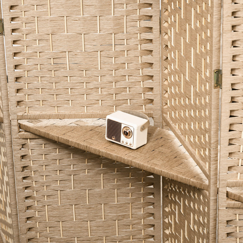 Paravento a 4 Ante Pieghevole con Mensole 160x170 cm Legno di Pino   