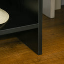Comodino 1 Cassetto 1 Ripiano 40x40x50 cm in Legno e Rattan Nero e Naturale