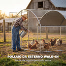 Pollaio per Galline da Esterno 280x340x190 cm con Tetto Impermeabile e Serratura in Acciaio Zincato Argento      