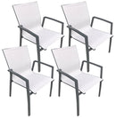 Set 4 Sedie da Giardino 59x57x88 cm in Alluminio e Textilene Grigio