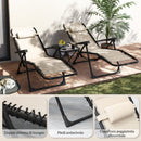 Set 2 Sedie Sdraio a Gravità Zero Pieghevoli e Tavolino Beige    