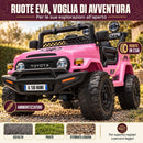 Macchina Elettrica per Bambini Fuoristrada Toyota Fj Cruiser 12V Telecomando Ruote in Gomma e Sedile in Pelle Rosa