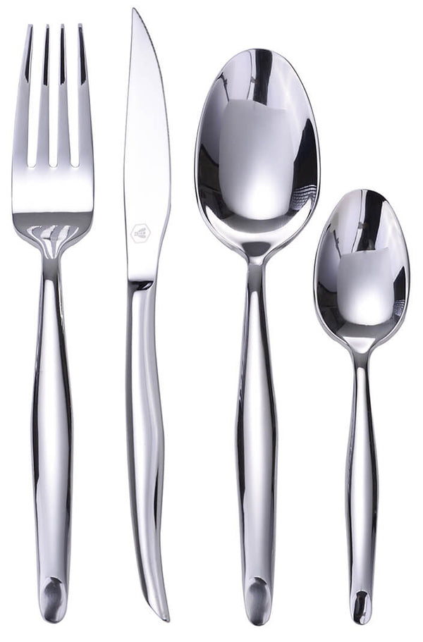 sconto Ensemble de couverts 16 pièces au fini argent métallique brillant