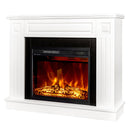 Camino Elettrico da Pavimento 85x110x27 cm Effetto Fiamma 1500W Tiffany & Lorance Bianco