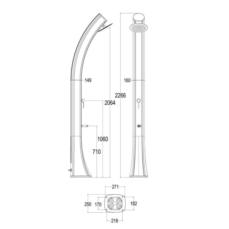 Doccia Solare da Giardino 40L Miscelatore e Lavapiedi Sined Sole XXL Blu