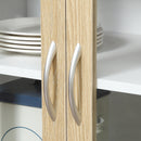Mobile da Cucina Credenza 80x40x180 cm Ante in Vetro in Legno Bianco e Legno