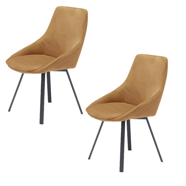 Set 2 sedie Imbottite 51x60x88 cm In Tessuto Suet Asia Senape online
