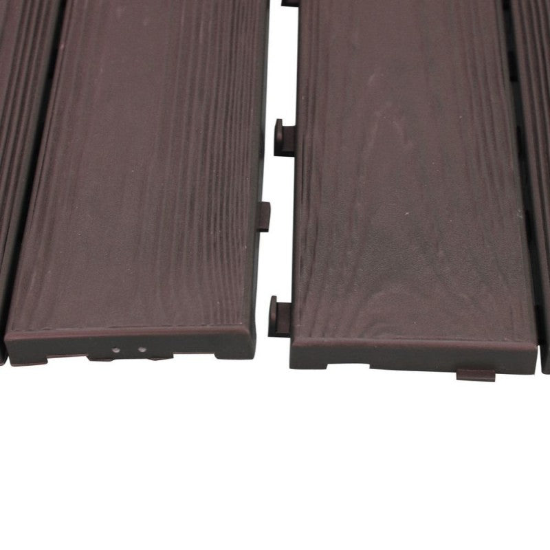 Set 14 Piastrelle Autobloccanti in Plastica Effetto Legno 37,7 x 18,6 cm da Interno o Esterno 