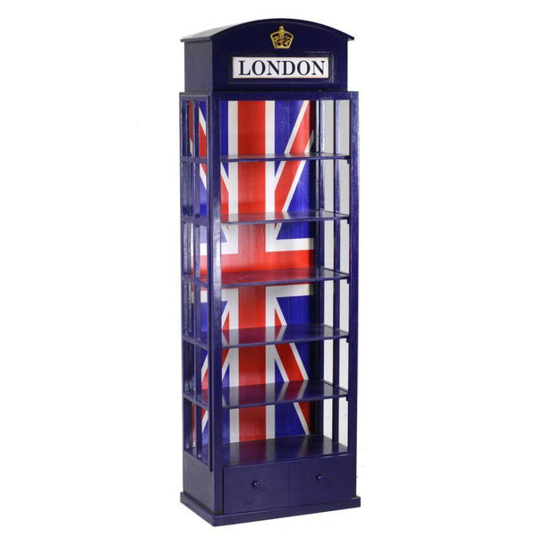 sconto Bibliothèque 6 étagères 1 tiroir 48x27xh146 cm en bois bleu Londres