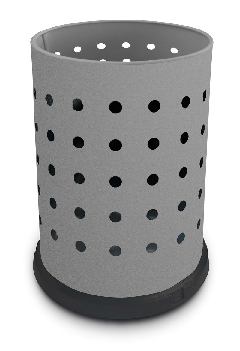 Pattumiera Gettacarte Ø25xh34 cm da Interno in Acciaio Verniciato Traforato Grigio